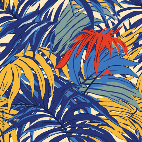 Seamless Colorful Tropical Leaf Pattern. Seamless pattern of Tropical Leaf in colorful style. Add color to your digital project with our pattern! © MDQDigital