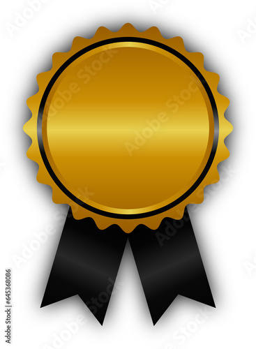 Blank medal with ribbon, gold.