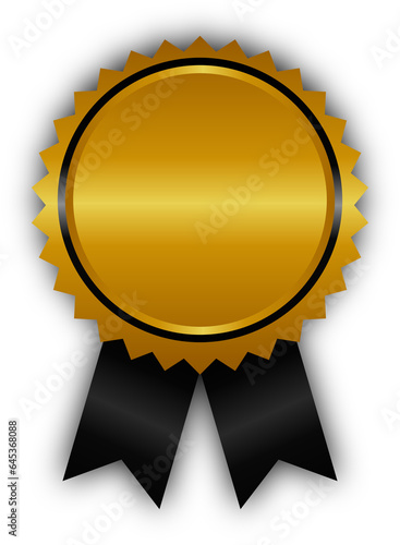 Blank medal with ribbon, gold.