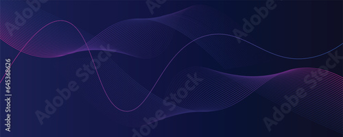 Dark blue and purple glowing abstract background. vector design template. luxury wave line background