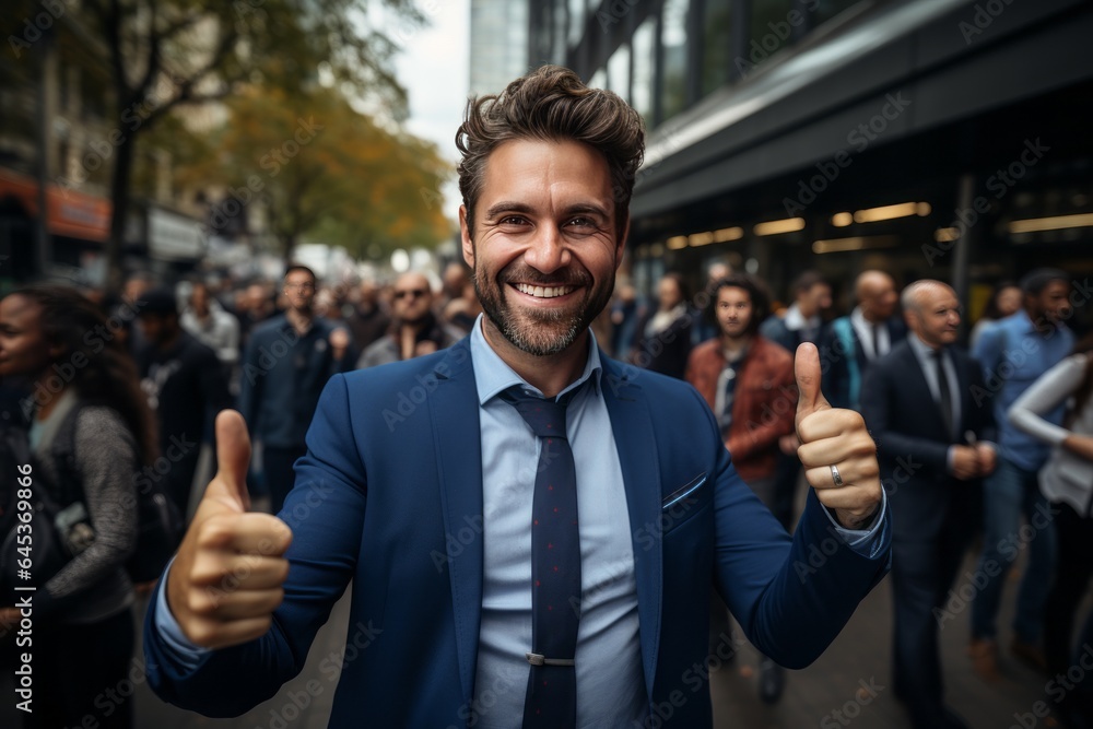 Fototapeta premium Confident Entrepreneur With A Winning Mindset, Generative AI 