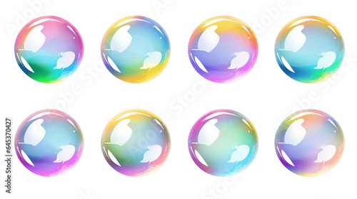 Realistic Transparent Soap Bubbles with Rainbow Reflections. Generative Ai.