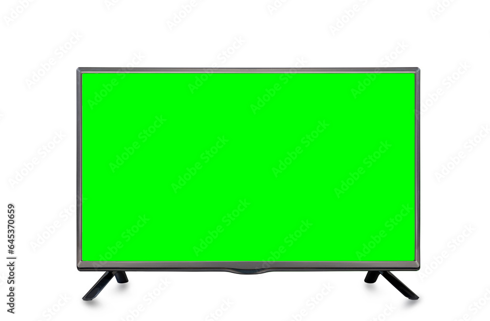 4K modern flat screen lcd TV or oled, green screen blank HD monitor mockup with clipping path isolated on white background. 4K modern flat screen lcd TV or oled, green screen blank HD monitor mockup with clipping path isolated on white background.