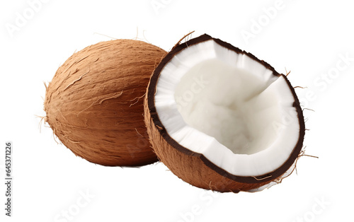 Natural Coconut Delight Isolated on a Transparent Background PNG. Generative AI