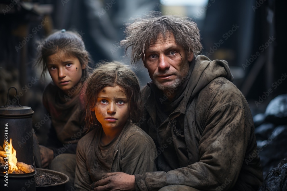 Family Living In A Cramped And Dilapid Place, Generative A Family Living In A Cramped And Dilapid Place, Generative A