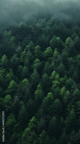 A lush green forest with a dense canopy of trees © cac_tus