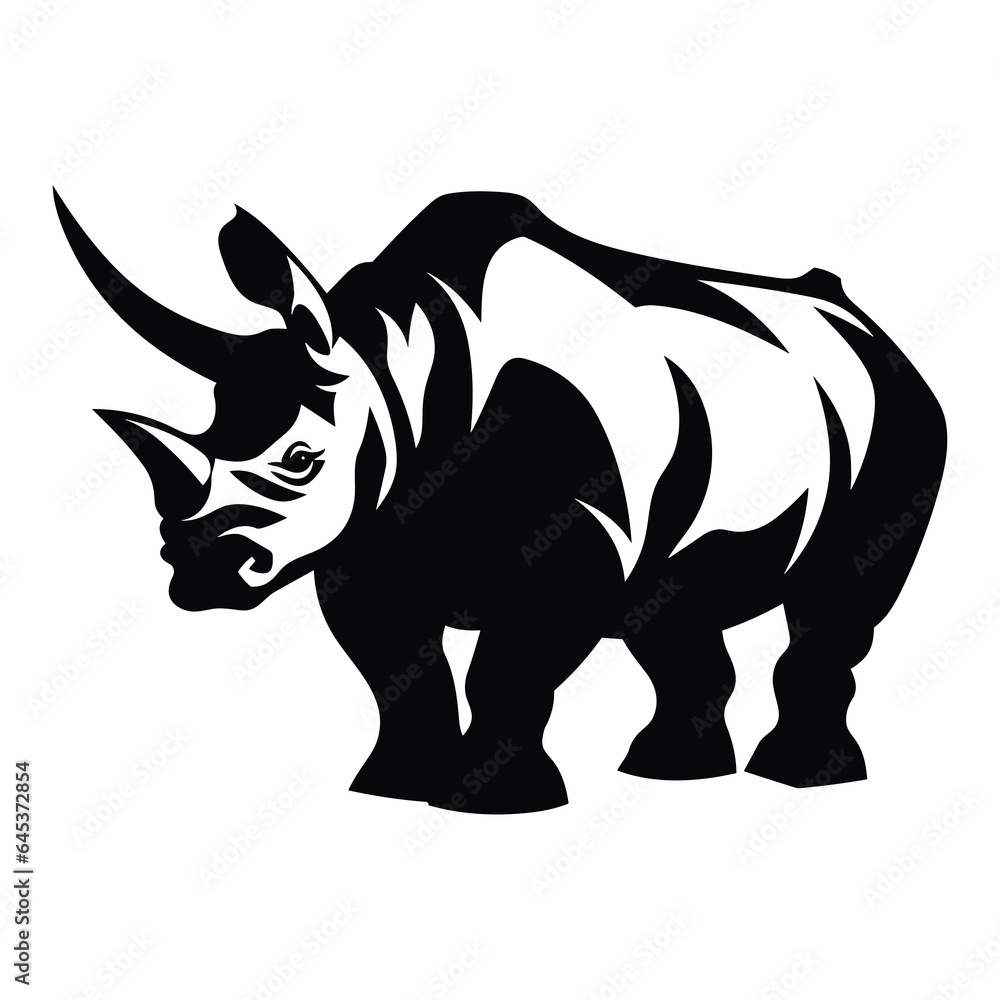 Rhino silhouette simple vector flat design