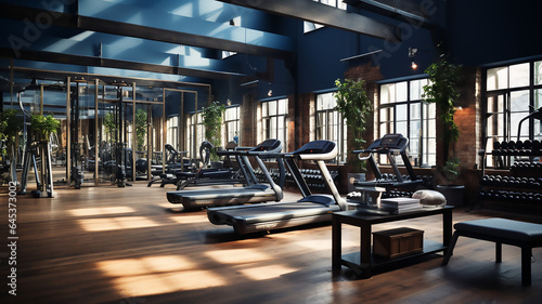 empty gym interior with training equipment