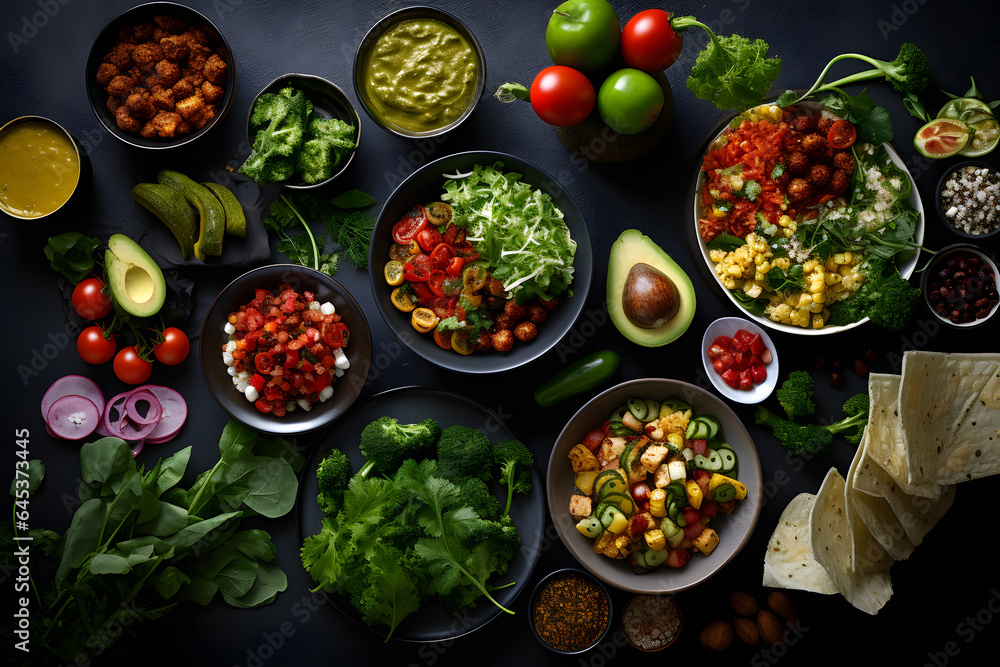 a well arranged flat lay vegetarian feast a well arranged flat lay vegetarian feast