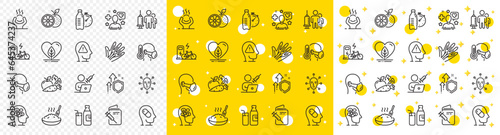 Outline Local grown, Medical vaccination and Stress line icons pack for web with Vaccination appointment, Veins, Sick man line icon. Mental health, Fitness water. Yellow design with 3d stars. Vector
