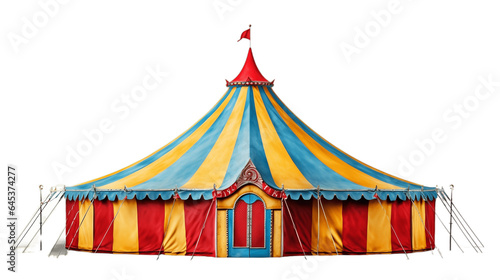 Whimsical Big Top Isolated Circus Tent with Vibrant Colors. Transparent Image. Generative Ai.