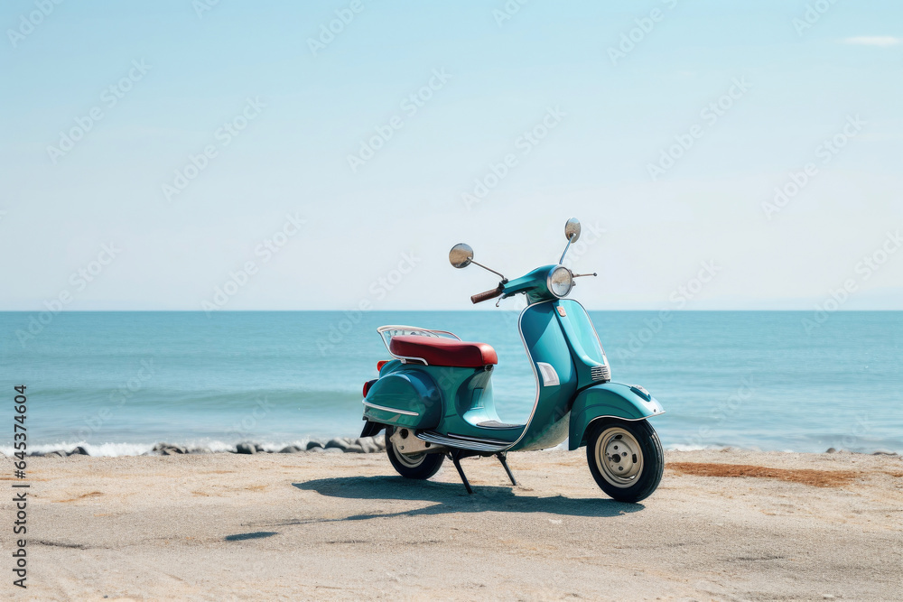 Obraz premium Beach Day with a Scooter