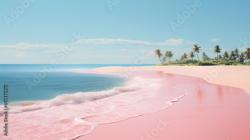 Fototapeta Naklejka Na Ścianę i Meble -  pink sand beach and tropical ocean
