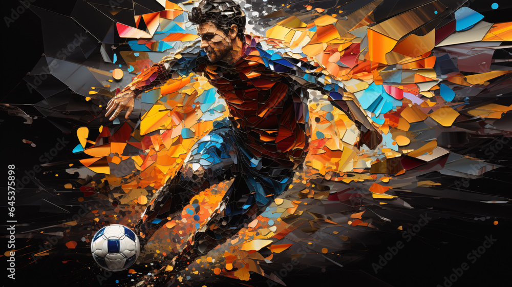 A football player hits the ball. A football player hits the ball.