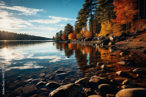 Serene Lake Reflecting Trees, Generative AI