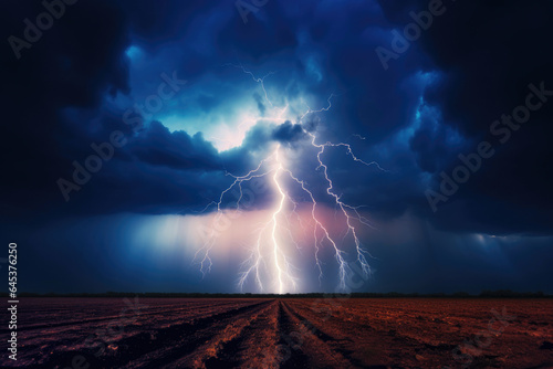 Nature's Fury: Lightning Bolt in the Night