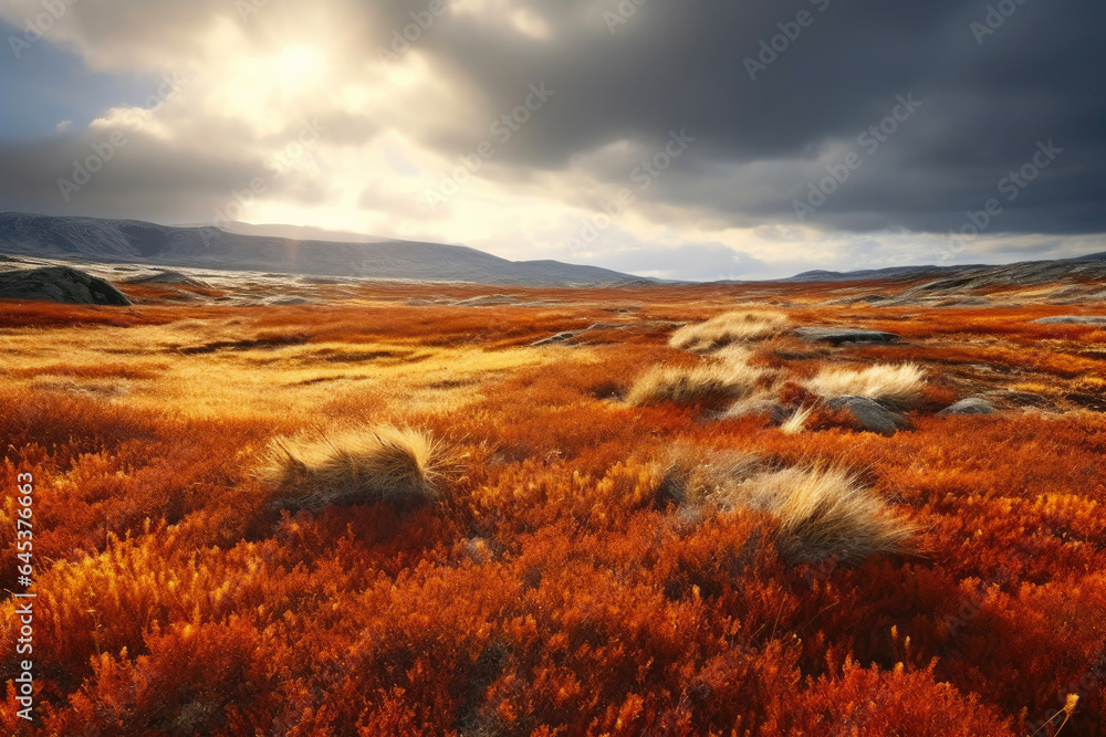 Autumn's Ephemeral Symphony: Tundra in Russet and Gold
