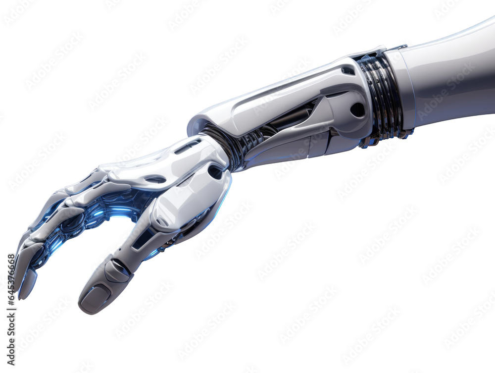 Futuristic Robot Arm Isolated on Transparent Background with Clipping Path Cutout Concept for Artificial Intelligence Innovations, Automation Machinery, and Engineering - Generative AI Futuristic Robot Arm Isolated on Transparent Background with Clipping Path Cutout Concept for Artificial Intelligence Innovations, Automation Machinery, and Engineering - Generative AI