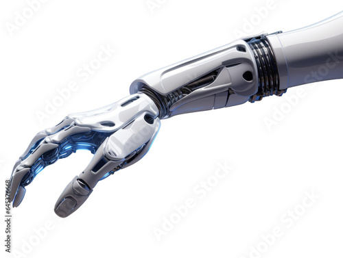 Futuristic Robot Arm Isolated on Transparent Background with Clipping Path Cutout Concept for Artificial Intelligence Innovations  Automation Machinery  and Engineering - Generative AI