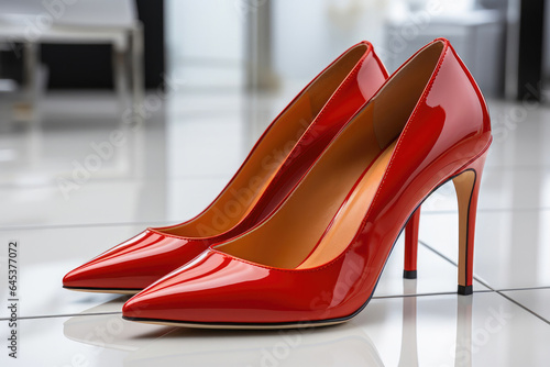 Elegant Red Heels on a Clean Surface