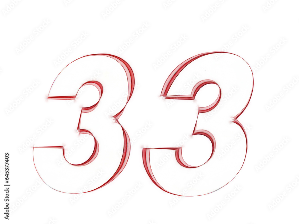 3D number thirty three in magenta on a plain black background background 3D number thirty three in magenta on a plain black background background