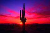 Red Desert Horizon with Cactus