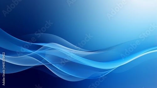 Abstract blue background with a dynamic wave. Minimalist blue and white banner with flowing wave