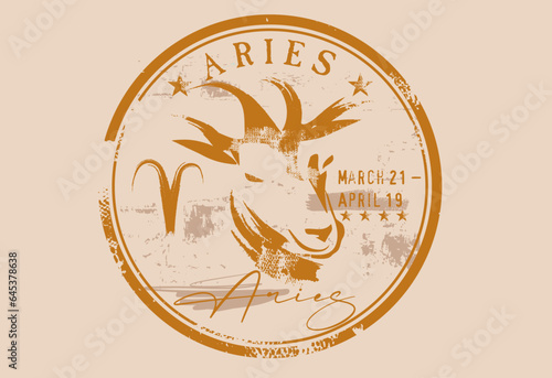 astrologi aries element, Abstract grunge stamp with the aries symbol from the horoscope, Grunge Round zodiac sign aries