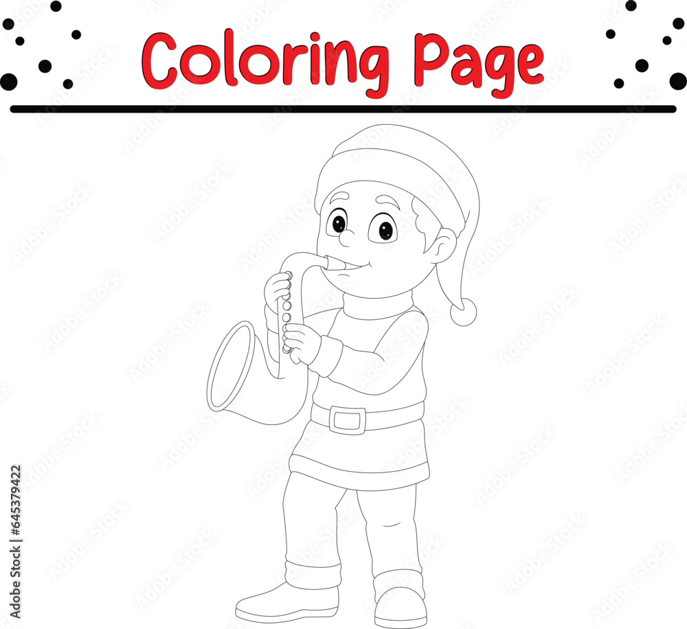Christmas characters Santa clothes coloring page. Happy Christmas coloring book for kids.