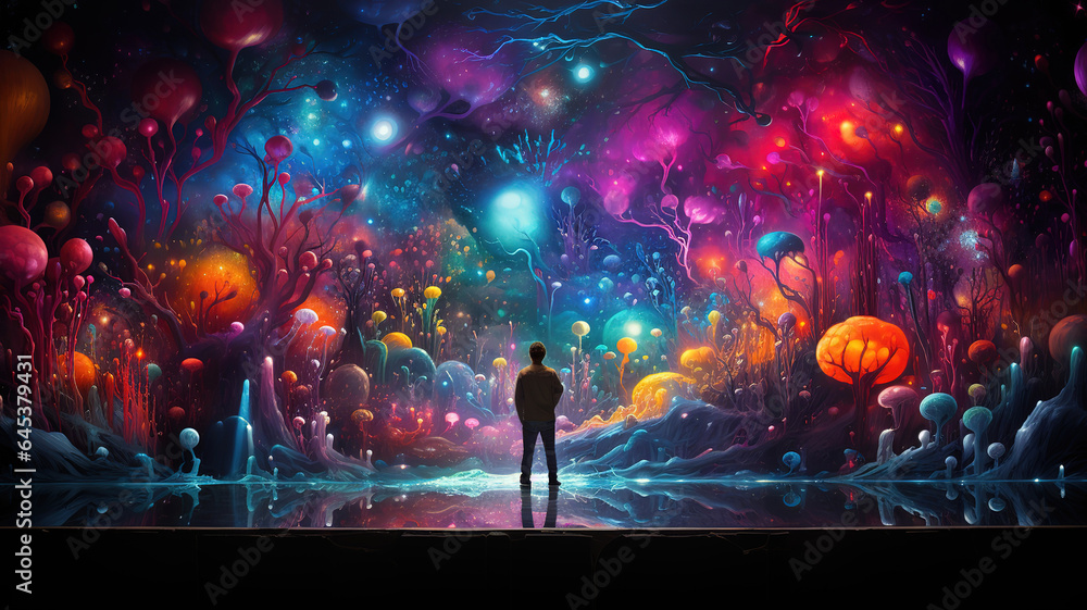 Colourful floating particle effect. Generative Ai Colourful floating particle effect. Generative Ai