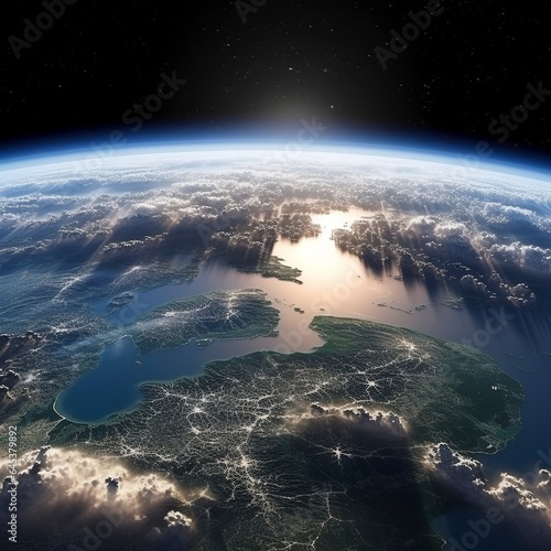  Planet earth with some clouds, europe view. 