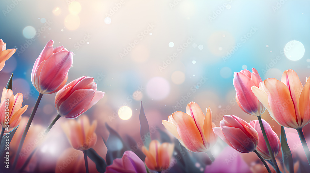 spring background of tulips