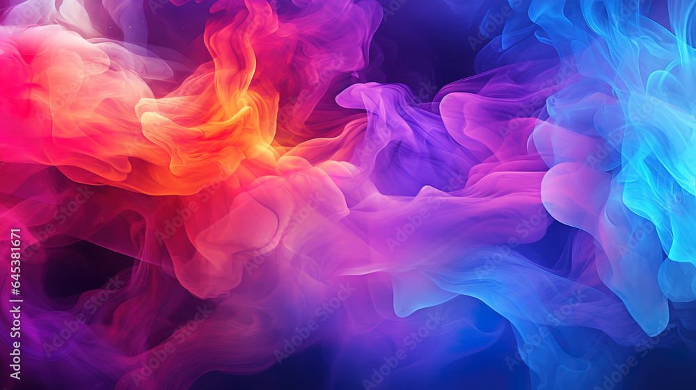 Absract colorful fantasy smoke background, Bright color. Generative Ai
