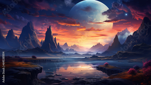 Artistic concept painting of a beautiful sci-fi landscape, with a future thing. Generative Ai
