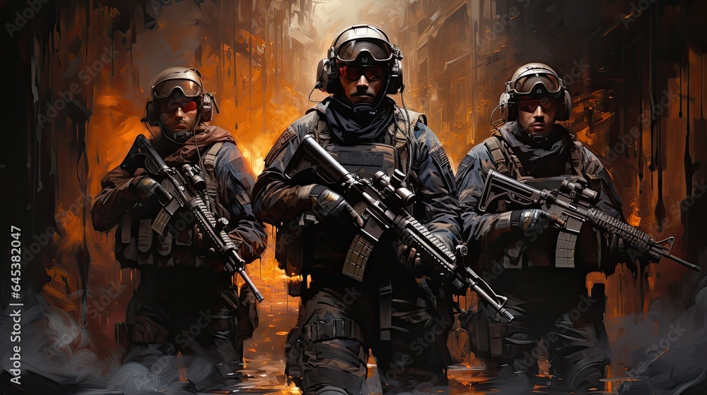 Fototapeta premium Artistic and epic military equipment. Generative AI