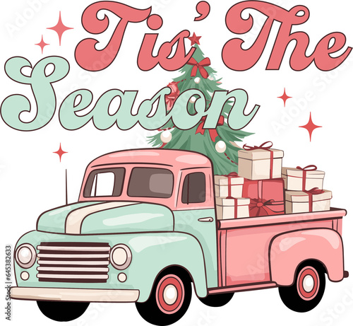 Tis' the Season Design for Shirt,lettering Text Print for Cricut,christmas Illustration,gift Mom.	