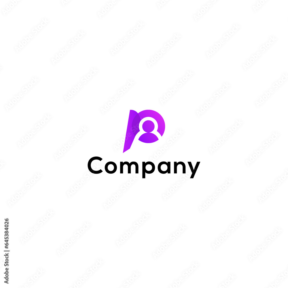 abstract modern letter p shape person logo design abstract modern letter p shape person logo design