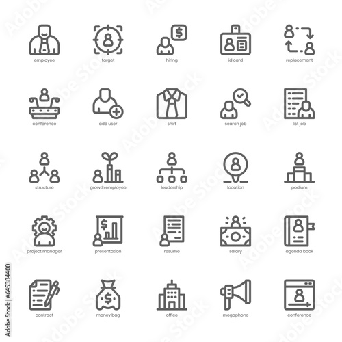 Human Resource icon pack for your website  mobile  presentation  and logo design. Human Resource icon outline design. Vector graphics illustration and editable stroke.