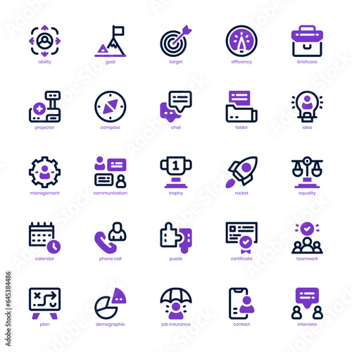Human Resource icon pack for your website, mobile, presentation, and logo design. Human Resource icon dual tone design. Vector graphics illustration and editable stroke.