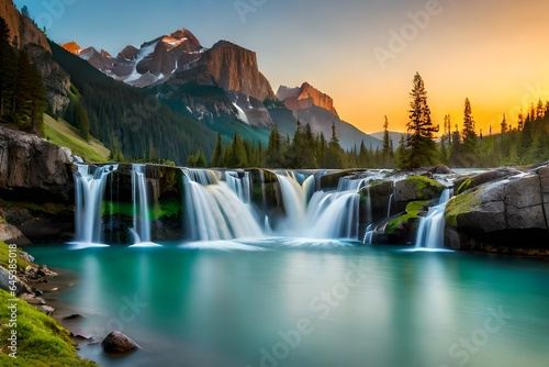 waterfall in the mountains