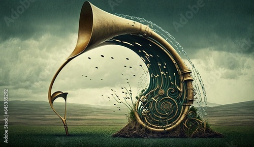 Musical instruments in artistic fantasy form