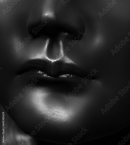 Abstract mannequin black porcelain glass face sculpture