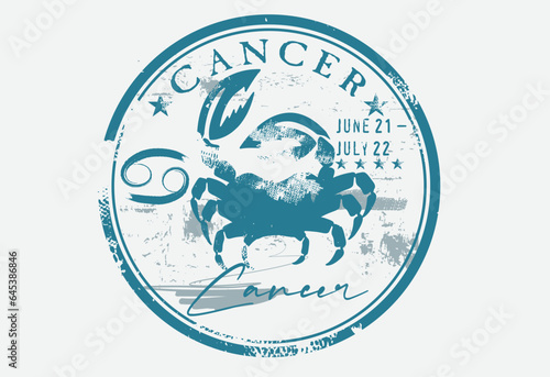 astrologi cancer element, Abstract grunge stamp with the cancer symbol from the horoscope, Grunge Round zodiac sign Cancer,