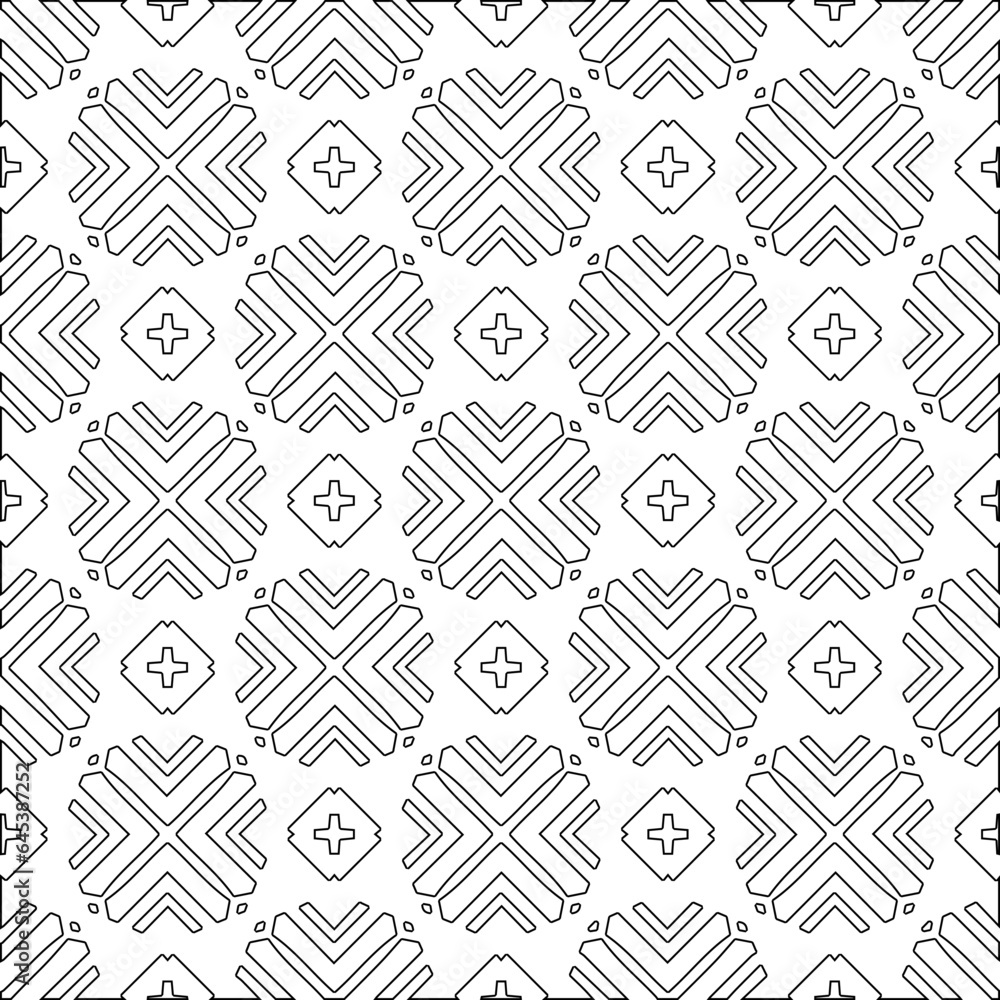 Vector pattern with symmetrical elements . Modern stylish abstract texture. Repeating geometric tiles from striped elements.Black and white pattern. Vector pattern with symmetrical elements . Modern stylish abstract texture. Repeating geometric tiles from striped elements.Black and white pattern.