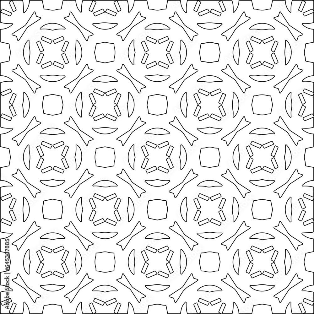 Vector pattern with symmetrical elements . Modern stylish abstract texture. Repeating geometric tiles from striped elements.Black and white pattern. Vector pattern with symmetrical elements . Modern stylish abstract texture. Repeating geometric tiles from striped elements.Black and white pattern.