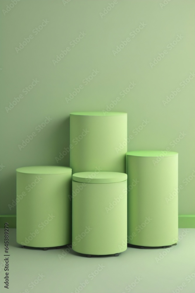 Green cylinder podium pedestal product display platform for product placement background made with Generative AI Green cylinder podium pedestal product display platform for product placement background made with Generative AI