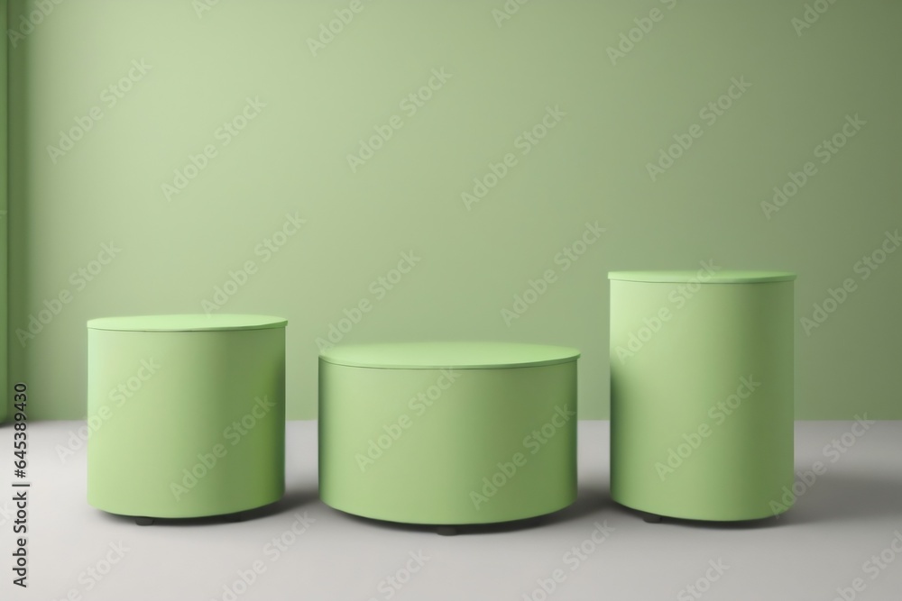 Green cylinder podium pedestal product display platform for product placement background made with Generative AI Green cylinder podium pedestal product display platform for product placement background made with Generative AI