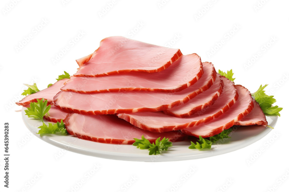 Sliced meat Isolated on transparent Background. Generative Ai