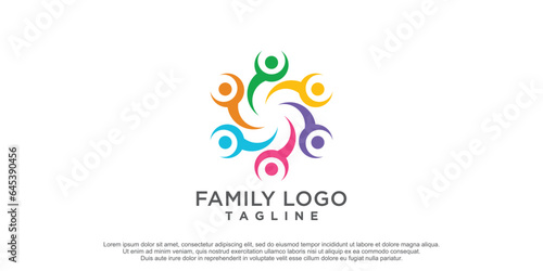 Community logo template for social team group premium vector