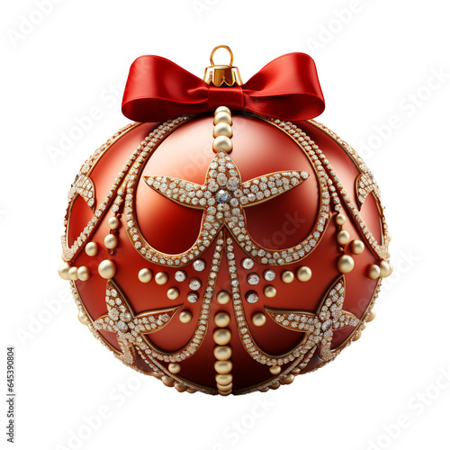 3d luxury Red Christmas ball decorated with gold